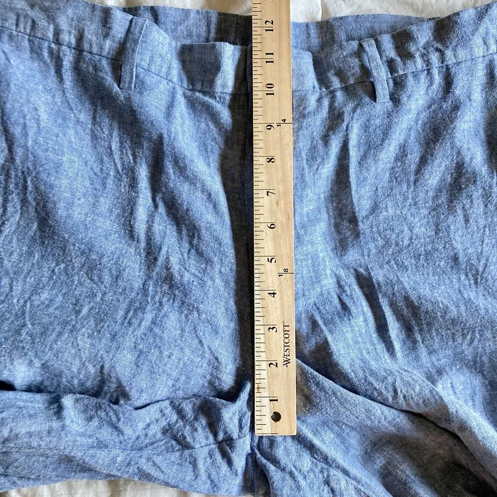 Perry Ellis Portfolio Linen Cotton Trouser Slack Mens 37.5x30.5 Baby Blue Breezy